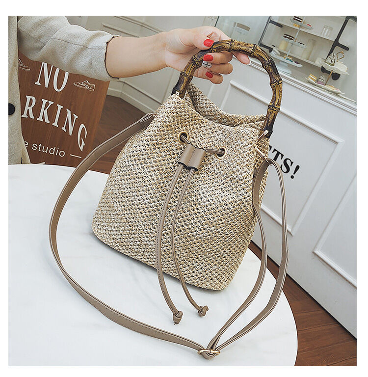 Túi cói hiện đại quai gỗ thời trang shop túi đan style phương nguyễn