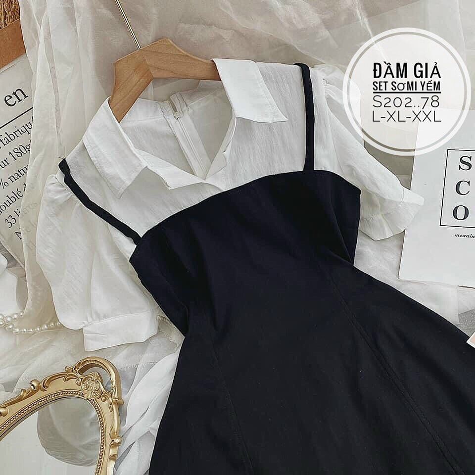 55-90kg Bigsize ĐẦM SƠ MI PHỐI KIỂU SET YẾM S202..78