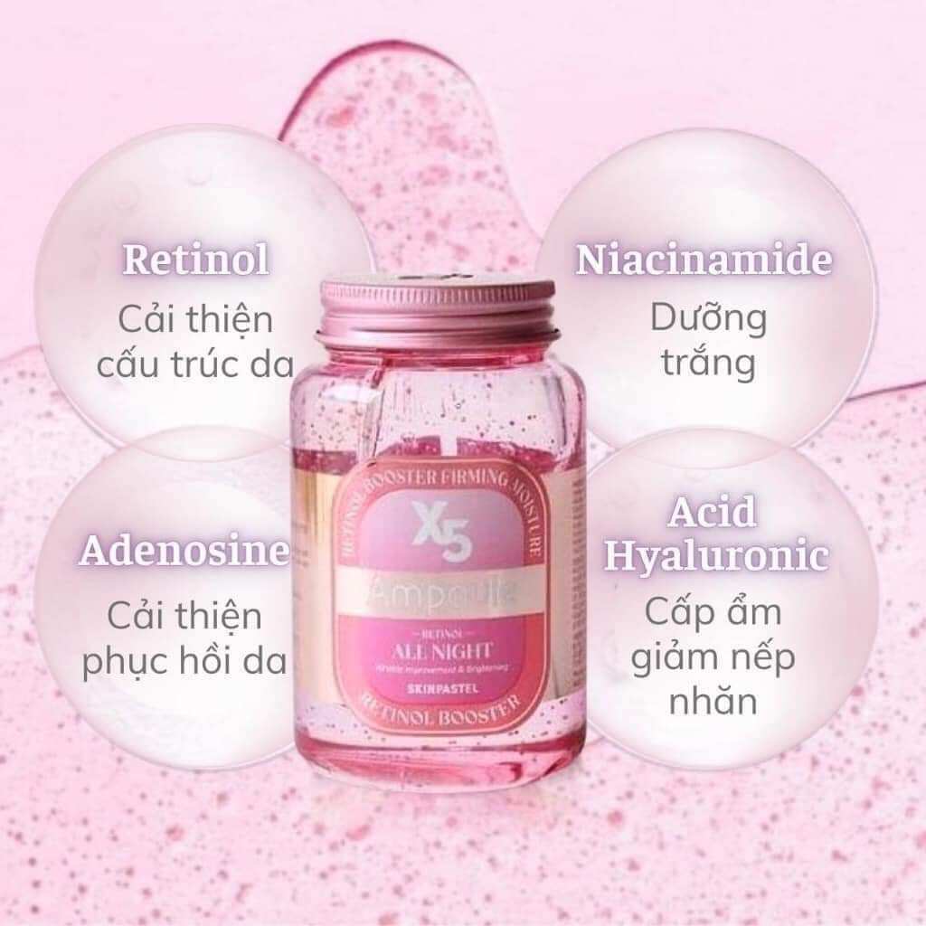 Tinh Chất Ủ Trắng Căng Bóng Da Ampoule X5 Retinol All Night Skinpastel Chính Hãng