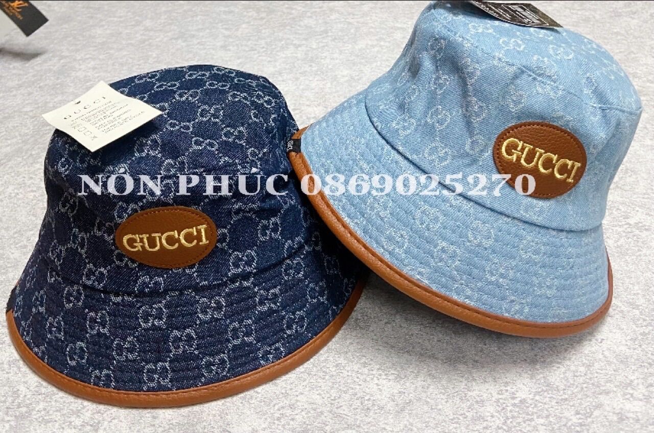 [HCM]MŨ BUCKET JEAN VIỀN DA LOGO CUCCI HOTTREND