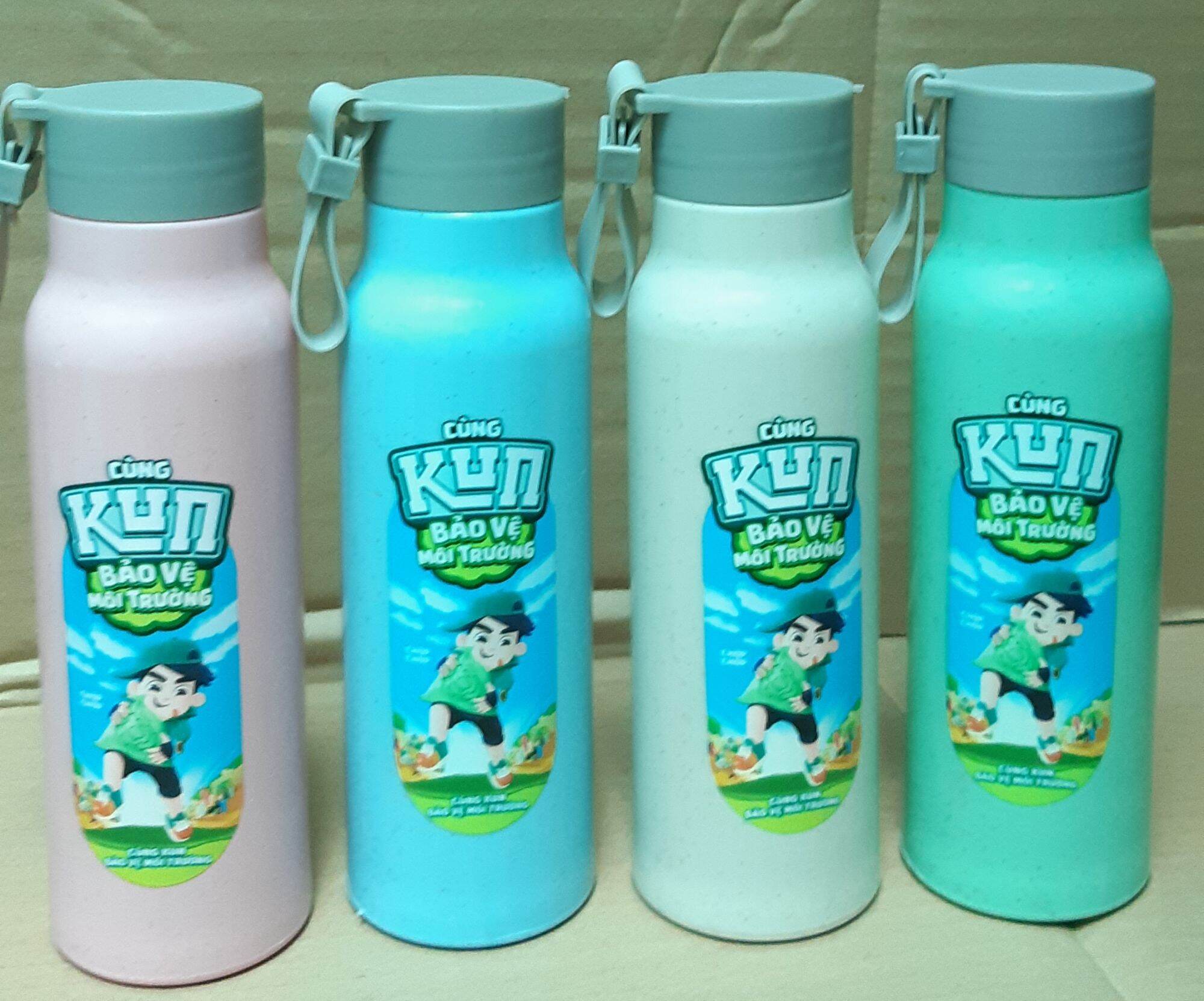 Bình Nước Thủy Tinh Bọc Lúa Mạch 💥KUN 💥350ml