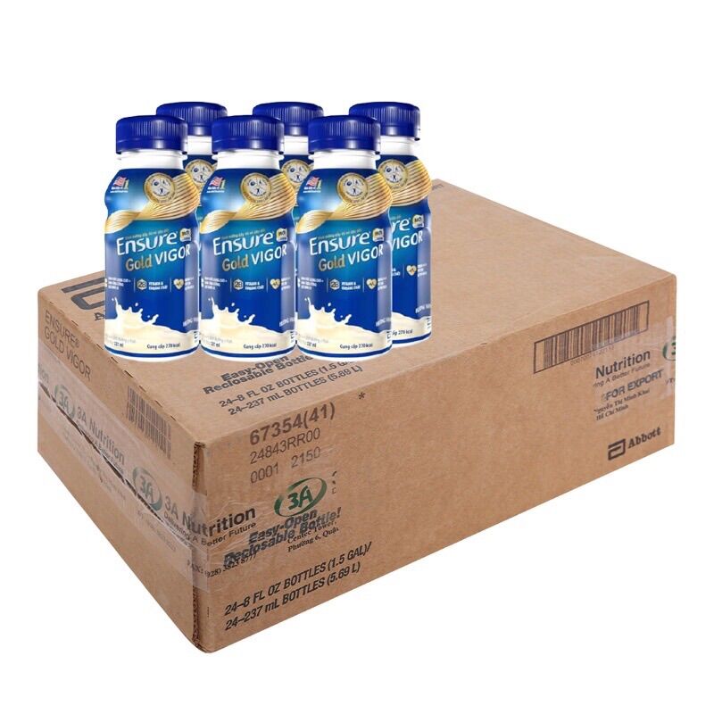 Thùng 24 chai sữa Ensure Gold Vigor - chai 237ml dateMới