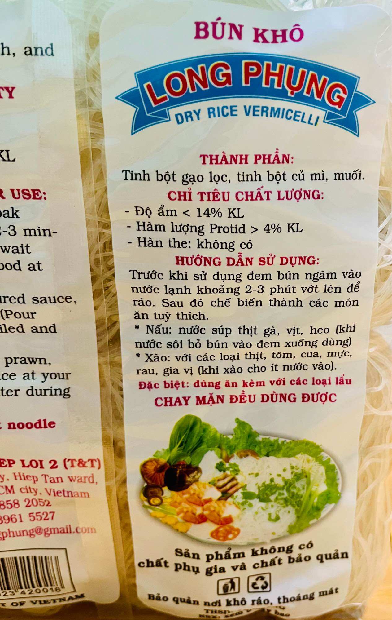 Bún gạo khô Long Phụng dạng gói (500g)/dạng 10 vắt (400g)