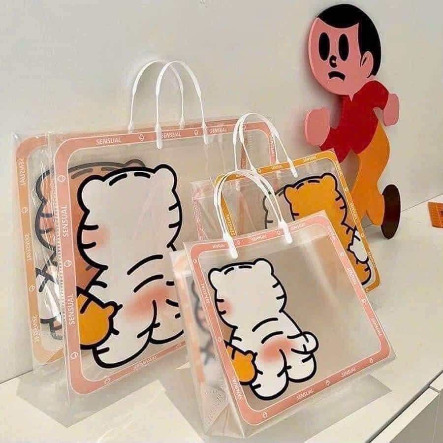 Set 3 túi trong suốt in hình hổ