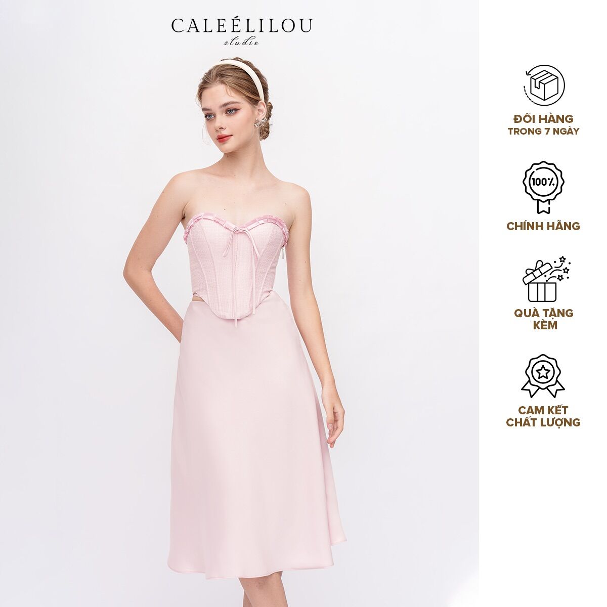 Caleelilou - Set áo corset & chân váy lụa Cherissa