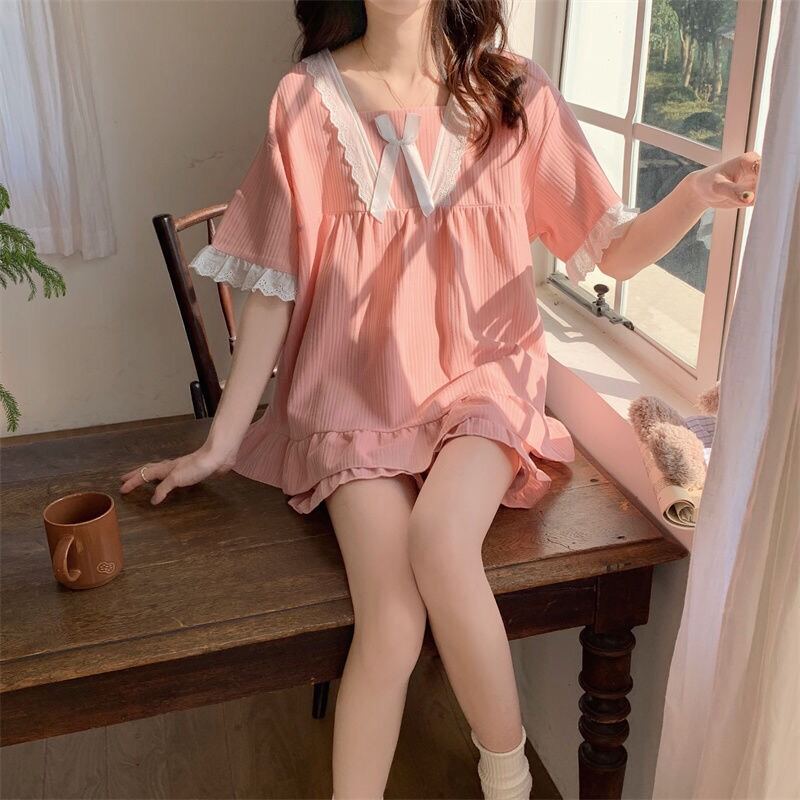 Sét bộ đùi pyjama gân ren tiểu thư.