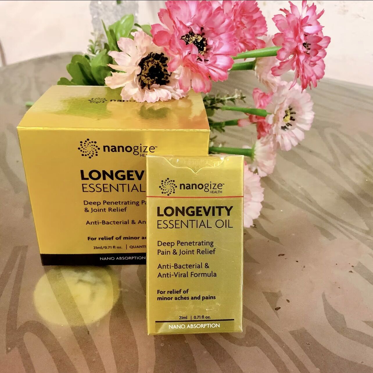 Dầu gió vàng Nanogize Longevity Essential Oil Deep Penetrating (21ml) - Date 01/2028