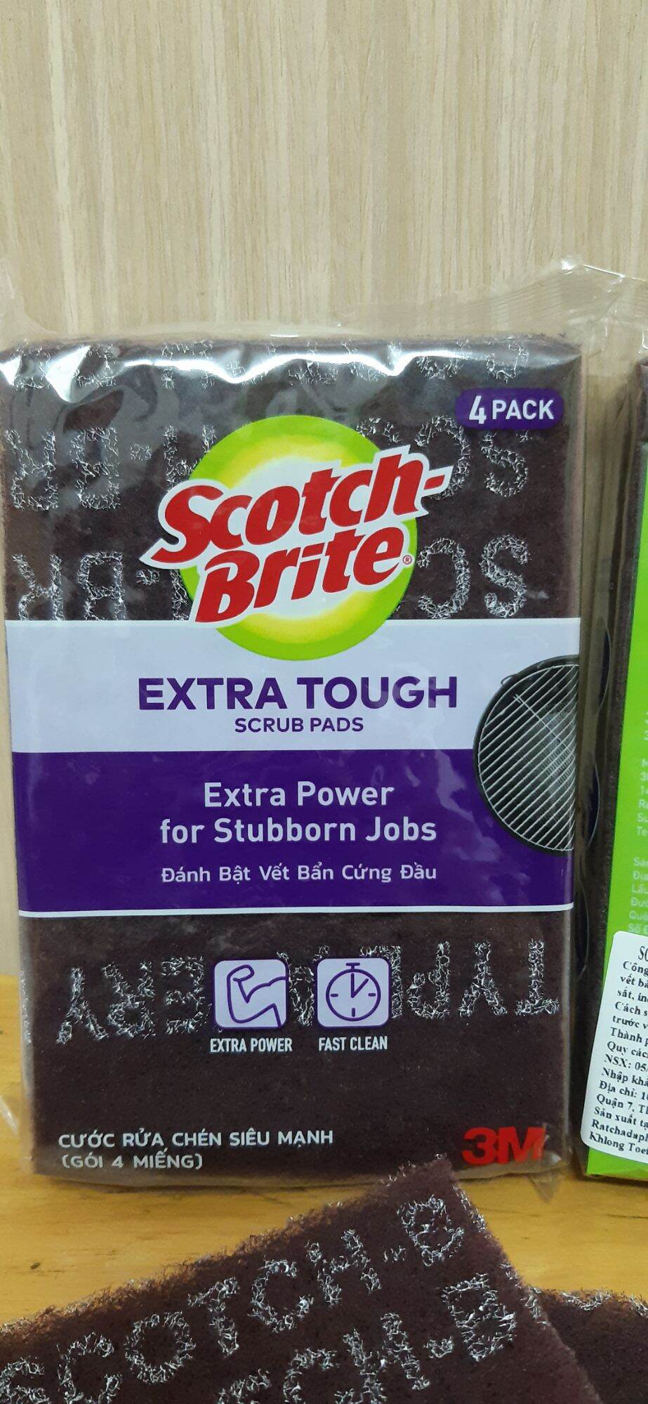 Gói 4 Miếng Chữ Nhật Cước cọ rửa Scotch Brite 3M 7447 Mạnh hơn inox (10x15cm)