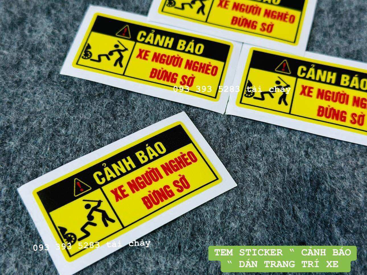 [ 1 MIẾNG ] TEM CANH BÁO DÁN TRANG TRÍ XE VÀ NHIỀU VI TRÍ KHÁC