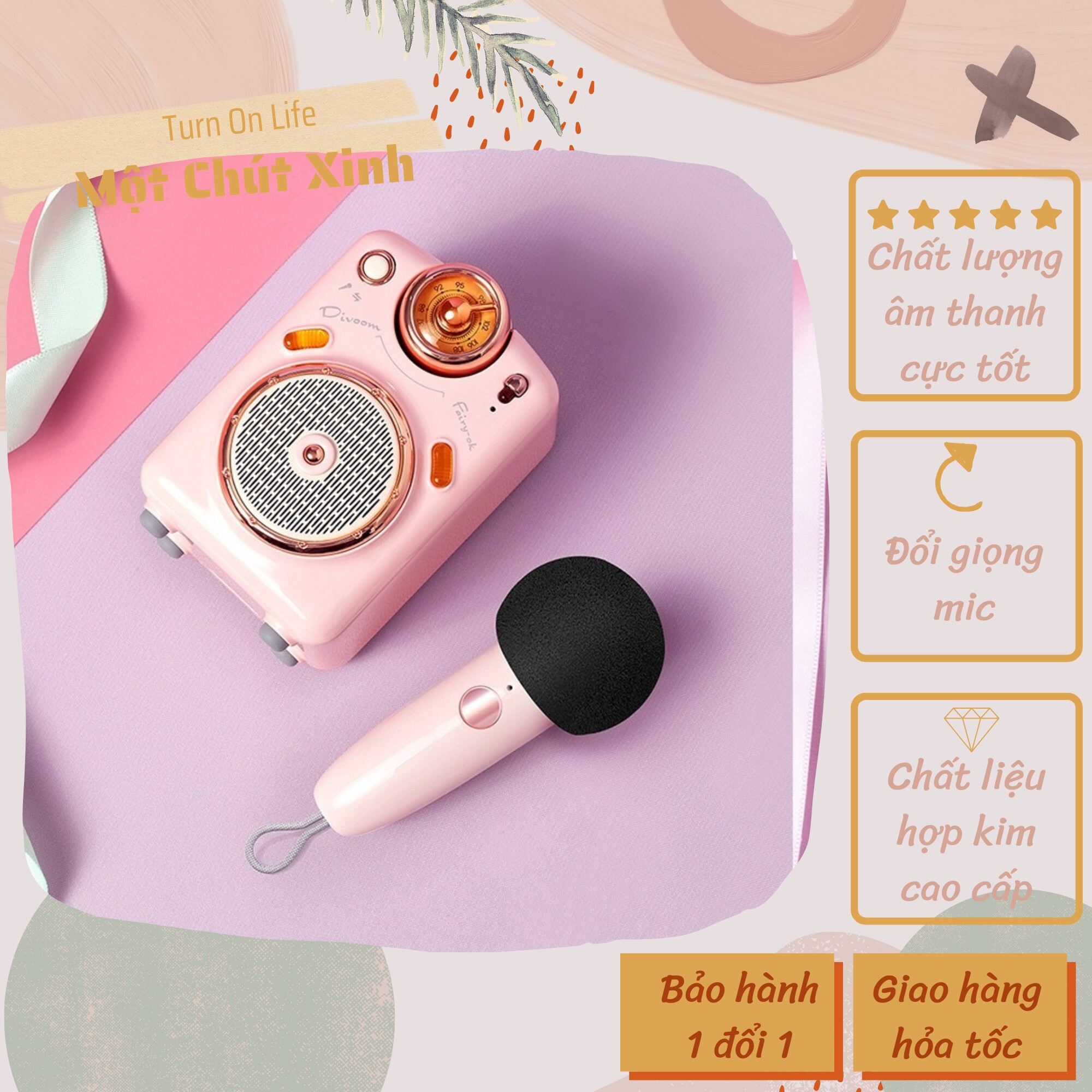 Loa Bluetooth Kiêm Hát Fairy-Ok Bộ đôi loa mic karaoke Divoom - Hàng chính hãng