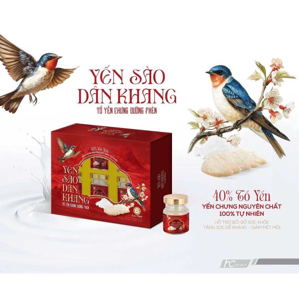 Yến Sào Dân Khang 40% Tổ Yến Chưng Đường Phèn Cao Cấp Tự Nhiên Hỗ Trợ Bồi Bổ Sức Khỏe Bổ Sung Dưỡng Chất 70ml