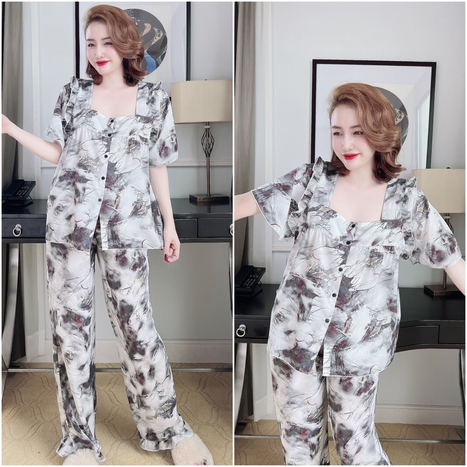 (50-110kg) Bộ Ngủ Bigsize Lụa Cao Cấp - Siêu Cute