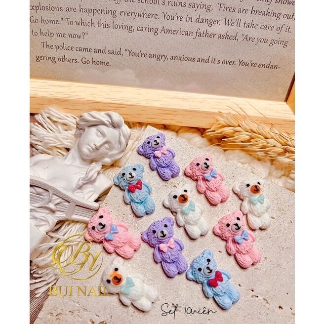 Charm gấu teddy 10viên