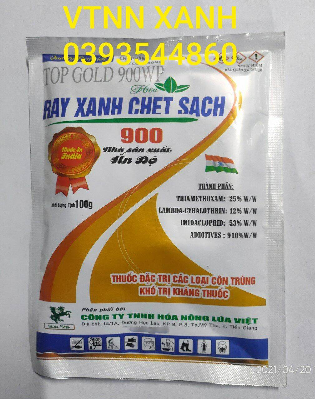 Thuốc trừ sâu rầy Rầy xanh chết sạch 900WP gói 100gram