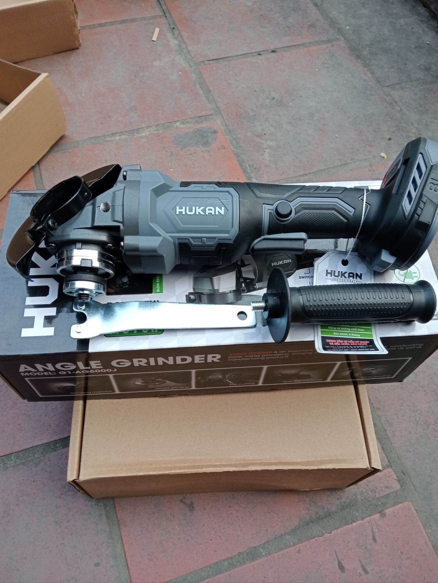 thân máy mài chính hãng hukan G1 _ AG 6000j chân pin phor thông động cơ không chổi than lõi đồng nguyên chất công tắc cò bóp