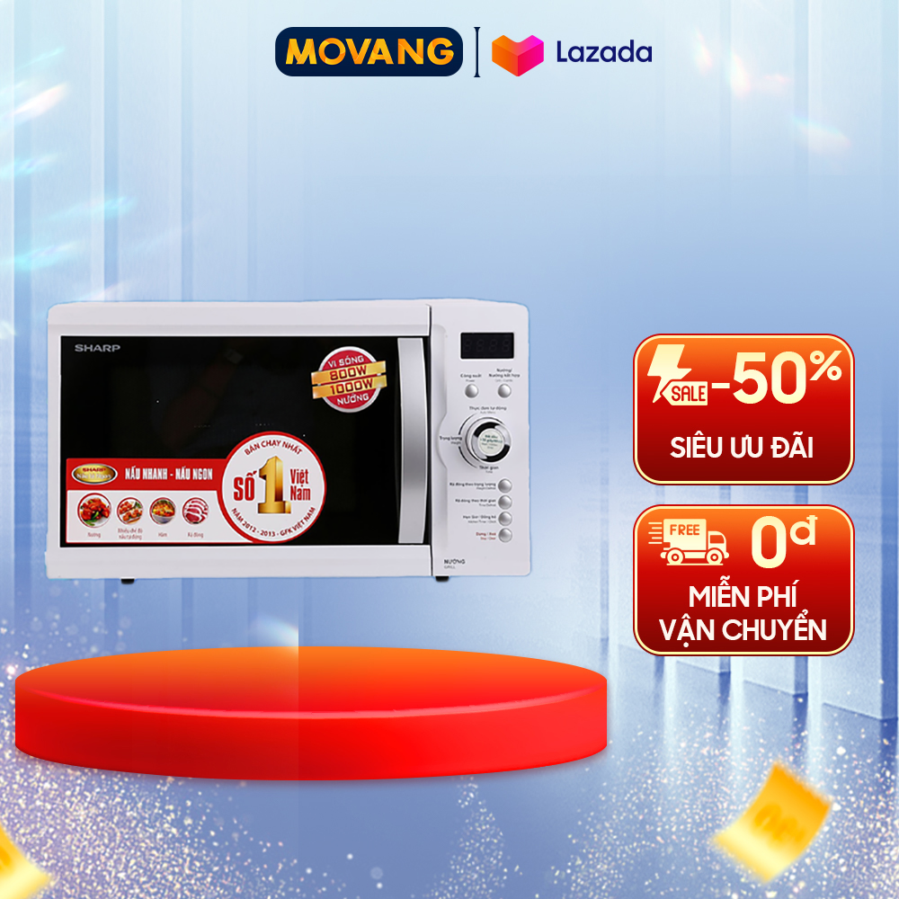 - lò vi sóng có nướng sharp r-g371vn-w 23 lít - rã đông, hâm, nấu, nướng