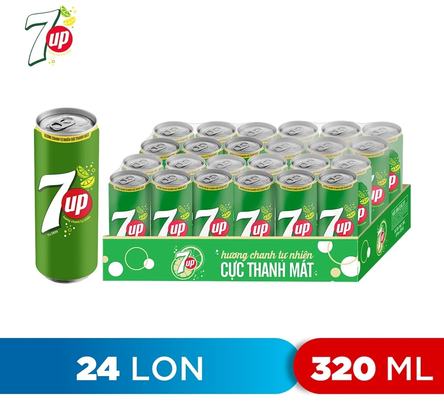 Date T5-8/2024 (Thùng 24 chai) Nước ngọt 7Up chai 390ml