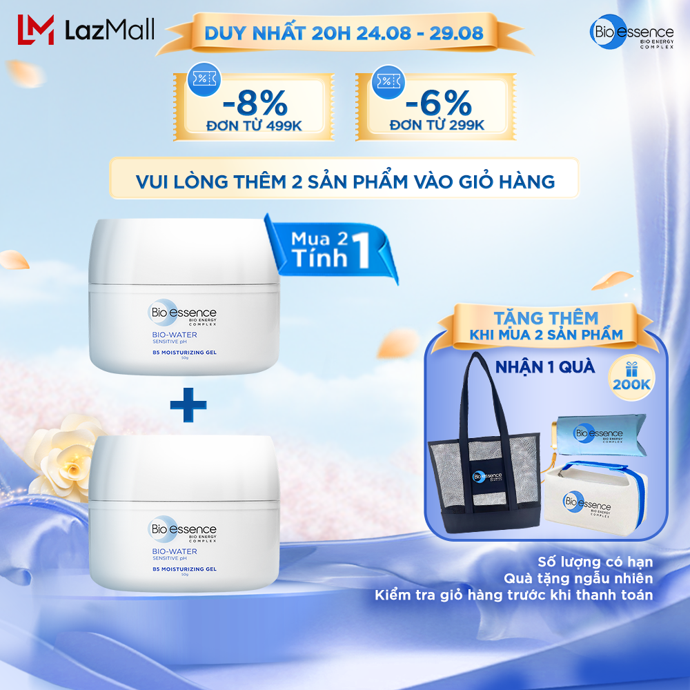 [MUA 2 TÍNH TIỀN 1 + QUÀ] Kem dưỡng ẩm (dạng gel) Bio-Essence Bio-Water B5 Moisturizing 50g