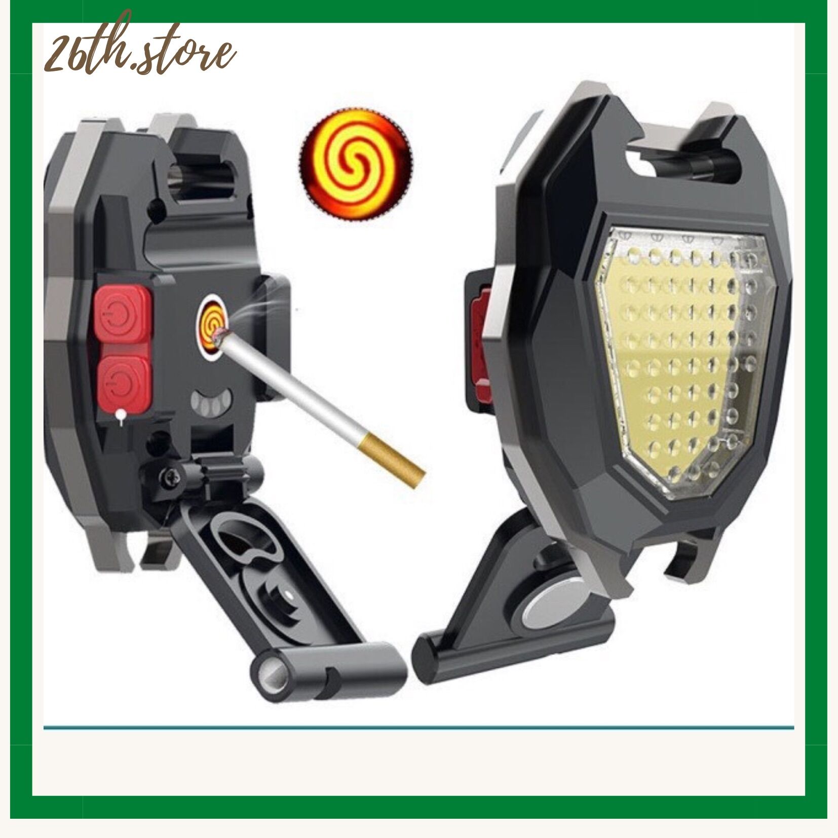 Đèn móc khóa mini led cob có móc khóa di động đa ứng dụng bật lửa, mở bia, pin khỏe, chống nước