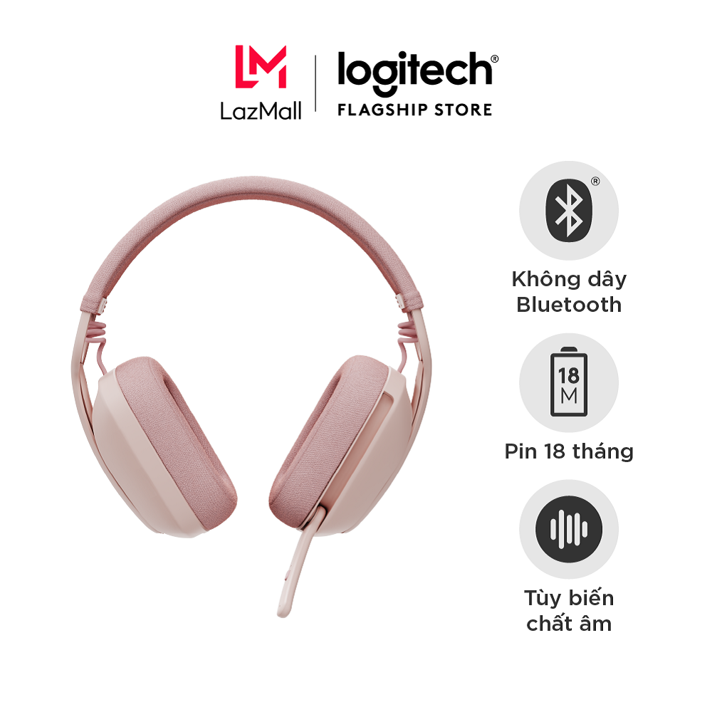 Tai nghe không dây Logitech Zone Vibe 100 - Nhẹ micrô khử tiếng ồn Bluetooth đa điểm tiên tiến tương