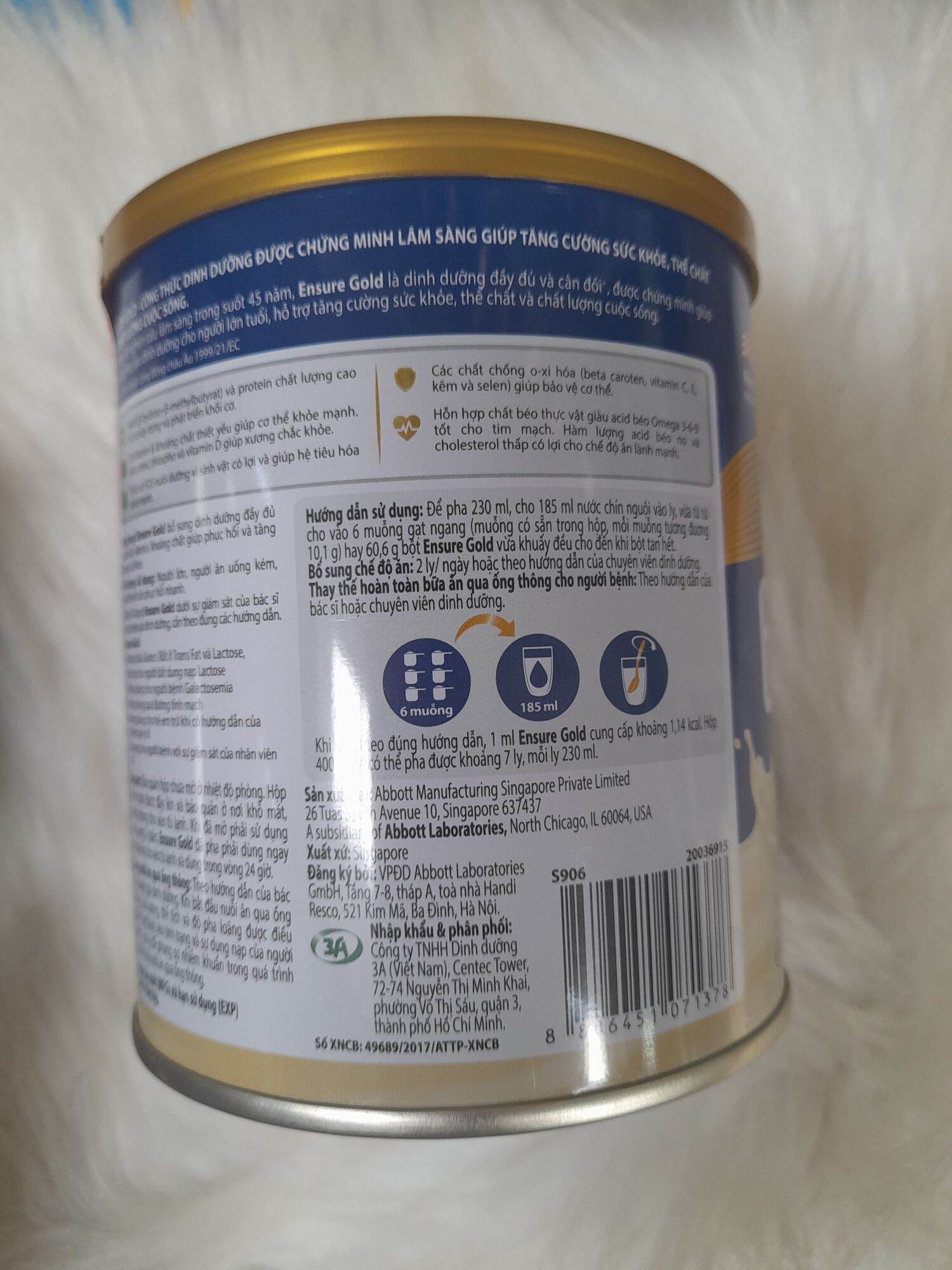 Lon sữa 400g Ensure gold hương Vani Abott