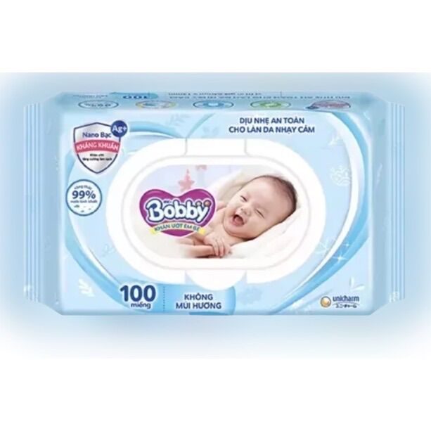 1 gói khăn ướt bobby 100tờ/1 gói loại không mùi