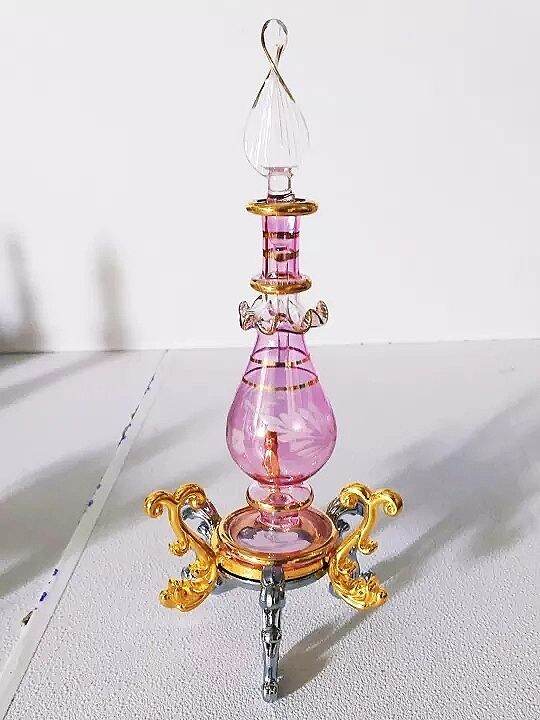 Bộ 2 đế 1chai thủy tinh Ai Cập chiết tinh dầu dubai đựng nước hoa ả Rập