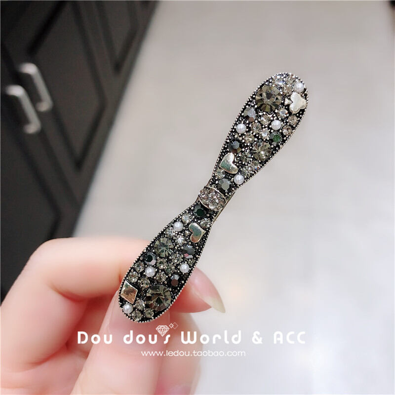 Kẹp tóc kim loại công nghiệp nặng hàn quốc kẹp tóc pha lê cổ điển đơn giản phong cách nhật bản hàn quốc phụ kiện tóc kẹp mỏ vịt kẹp tóc mái bên cạnh