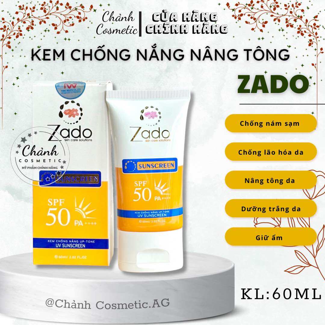 Kem Chống Nắng Nâng Tông Da ZADO Sunscreen Bảo Vệ Da Vượt Trội Suốt 8h SPF 50+/ PA++++ 60ml