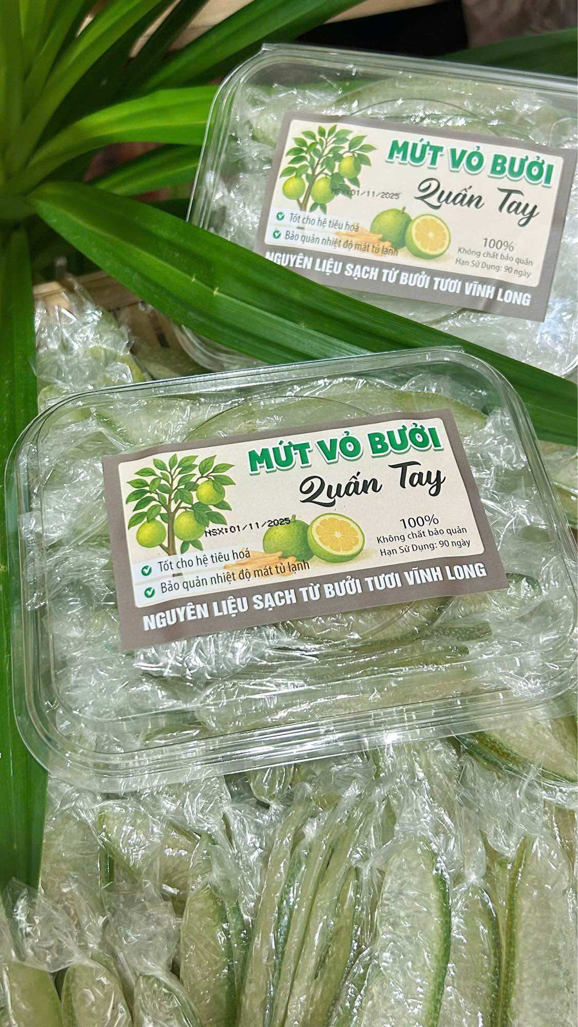 Mứt vỏ bưởi quấn kiếng hộp 300g - Nguyên liệu bưởi tươi Vĩnh Long