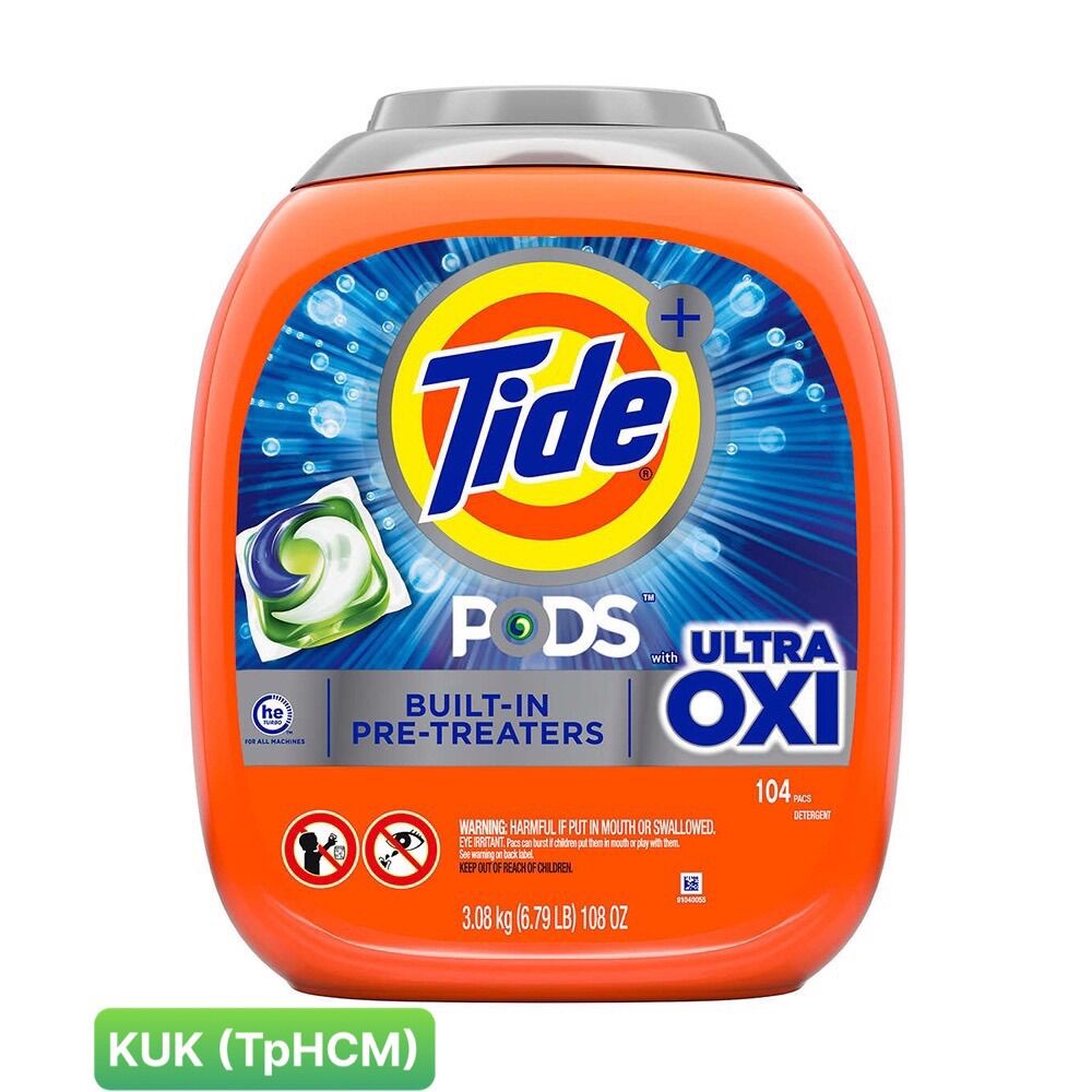 Viên giặt tide pods oxy 4in1 104 viên
