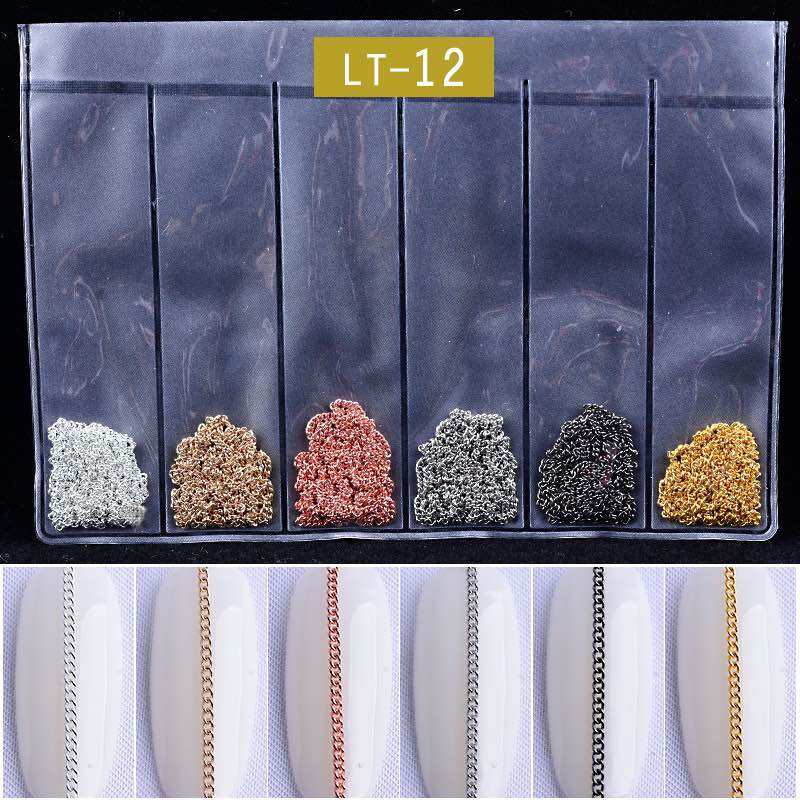 Set 6 dây xích nhiều màu trang trí nail