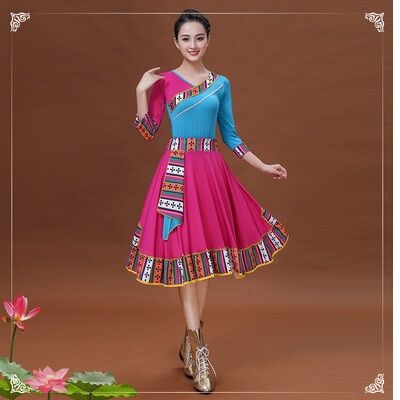 Bộ Trang Phục Khiêu Vũ Vuông Mới Cho Nữ Dân Tộc Mông Cổ Và Tây Tạng Quần Dài Khiêu Vũ Khiêu Vũ Công Diễn