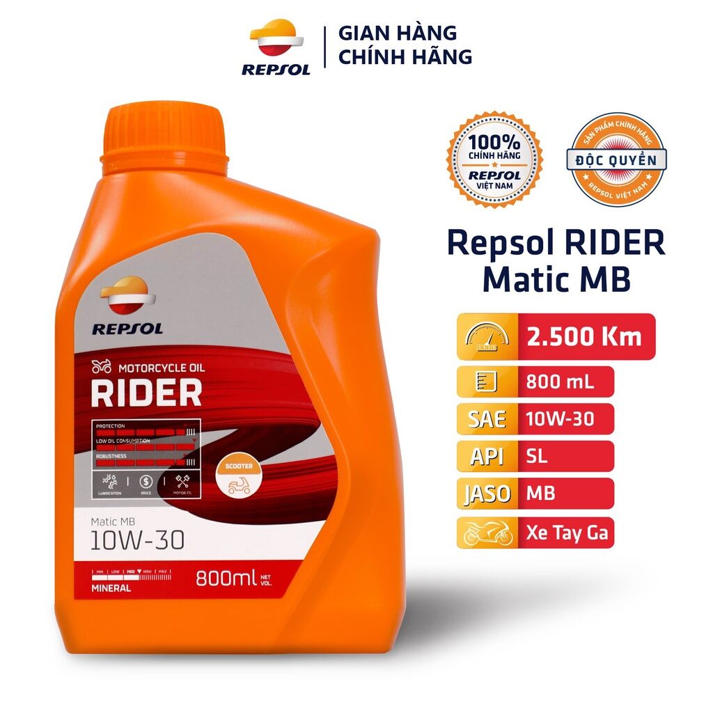 Nhớt xe ga repsol rider matic 10w30 800ml