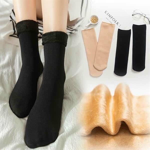 Sét 10 đôi tất nữ lót lông cổ cao hai màu đen trắng loại đẹp