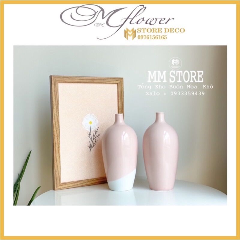 Bình cắm hoa miệng nhỏ , lọ cắm hoa bằng gốm bát tràng cao cấp , phong cách bắc âu