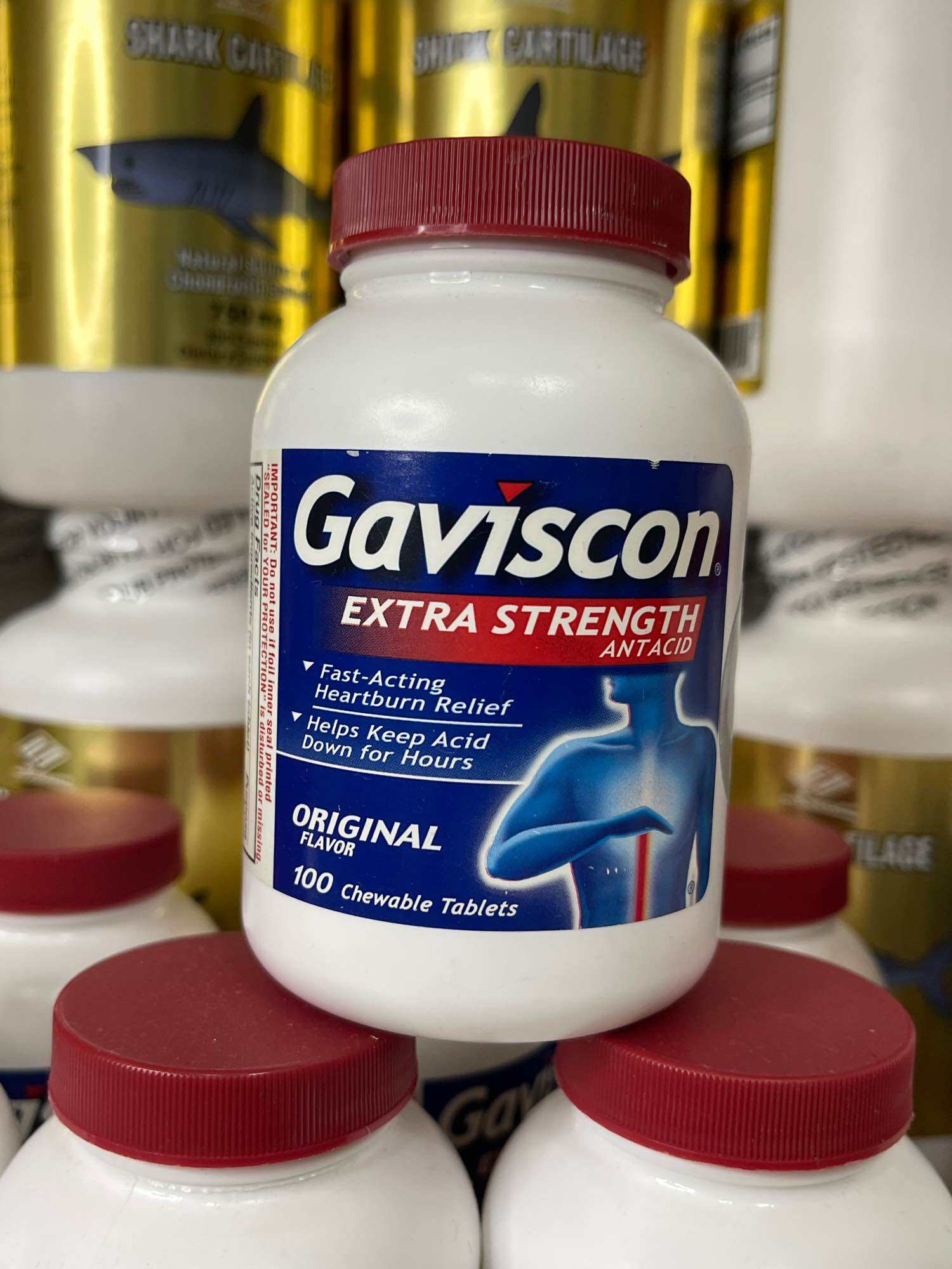 VIÊN NHAI GIẢM  TRIỆU CHỨNG DẠ DÀY GAVISCON EXTRA STRENGTH ORIGINAL 100 VIÊN