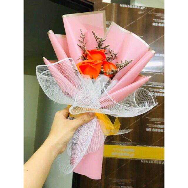 Hoa hồng sáp thơm vĩnh cửu bó 3 bông sang trọng