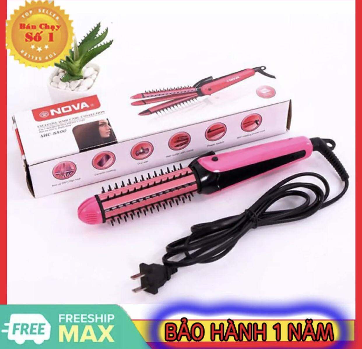 Máy uốn duỗi tóc mini 3 in 1 Nova, máy uốn duỗi bấm tóc - Việt Lâm