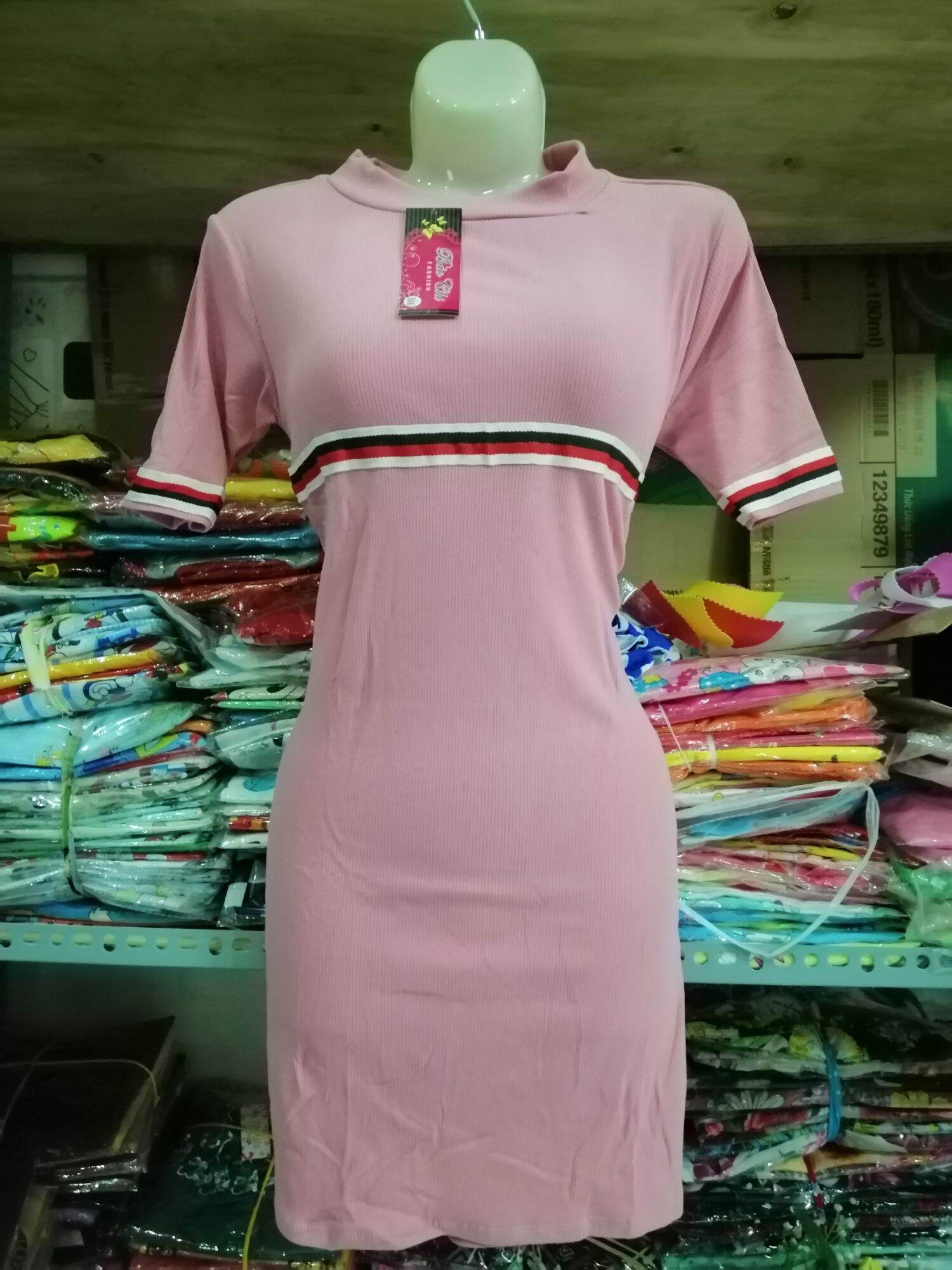 Đầm thun gân dáng suông Freesize dưới 50kg