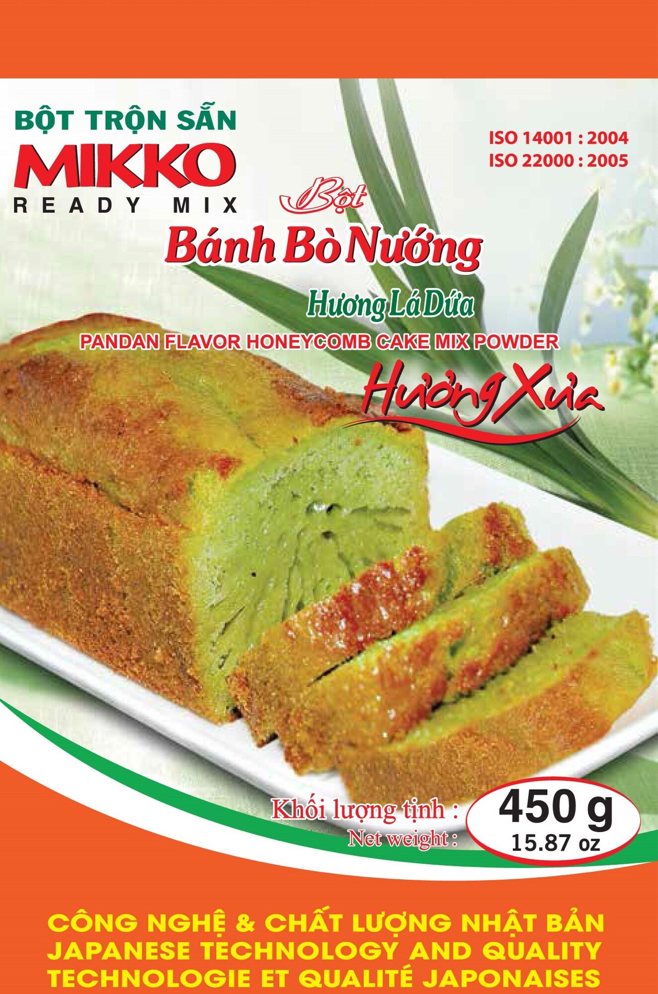 Combo 3 bột bánh bò nướng hương lá dứa có men mikko hương xưa 450g