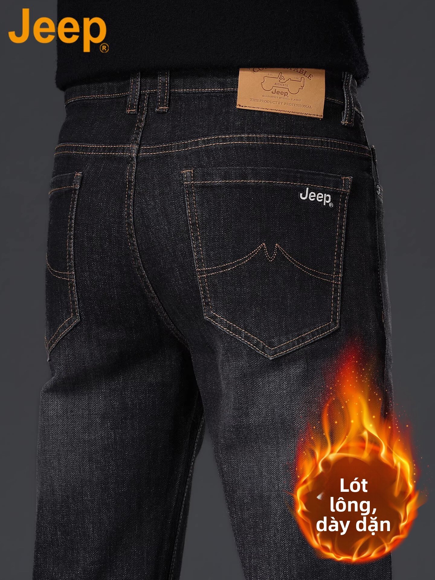 Jeep | Fall Winter Loose Trendy Business Casual Straight Leg Jeans Giá 1,392,000 Đồng*Miễn phí vận chuyển