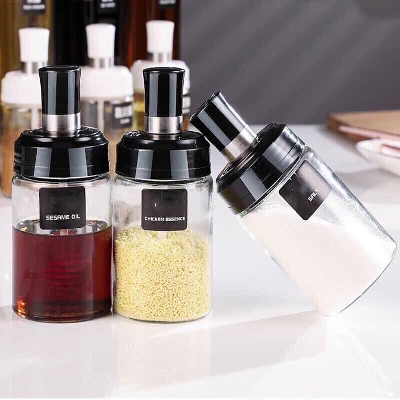 Combo 6 lọ đựng gia vị thuỷ tinh kèm thìa 250ml