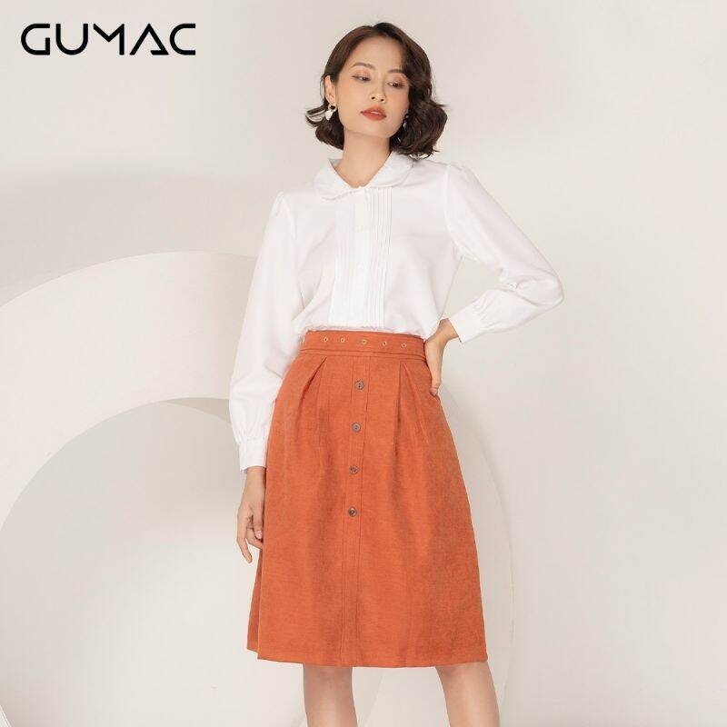 Váy đai rời mắt cáo Gumac VA966 vải nhung mịn đẹp màu gạch size L
