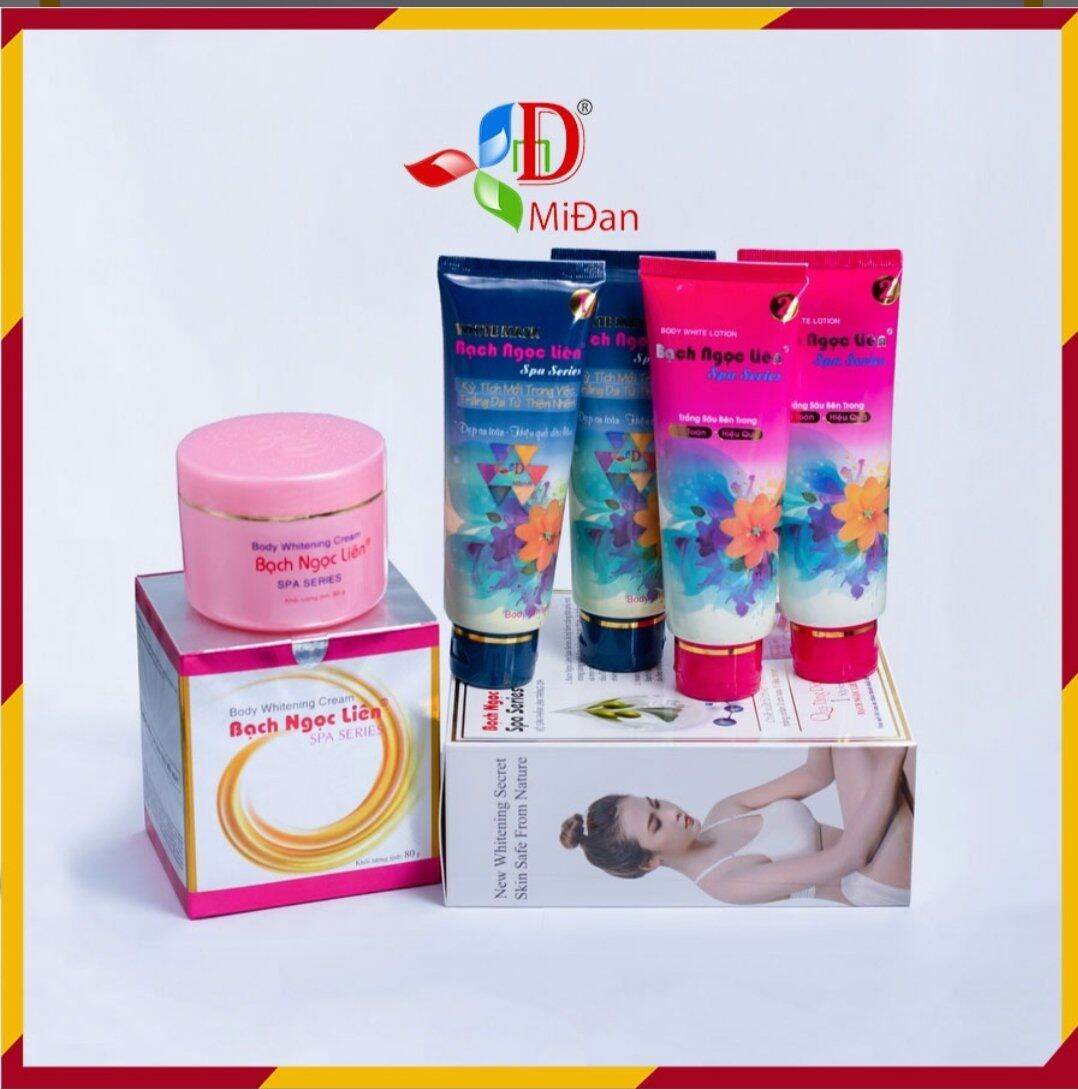 Bộ tắm trắng Bạch Ngọc Liên Spa và kem body Bạch Ngọc Liên Hũ Hồng – Spa Series