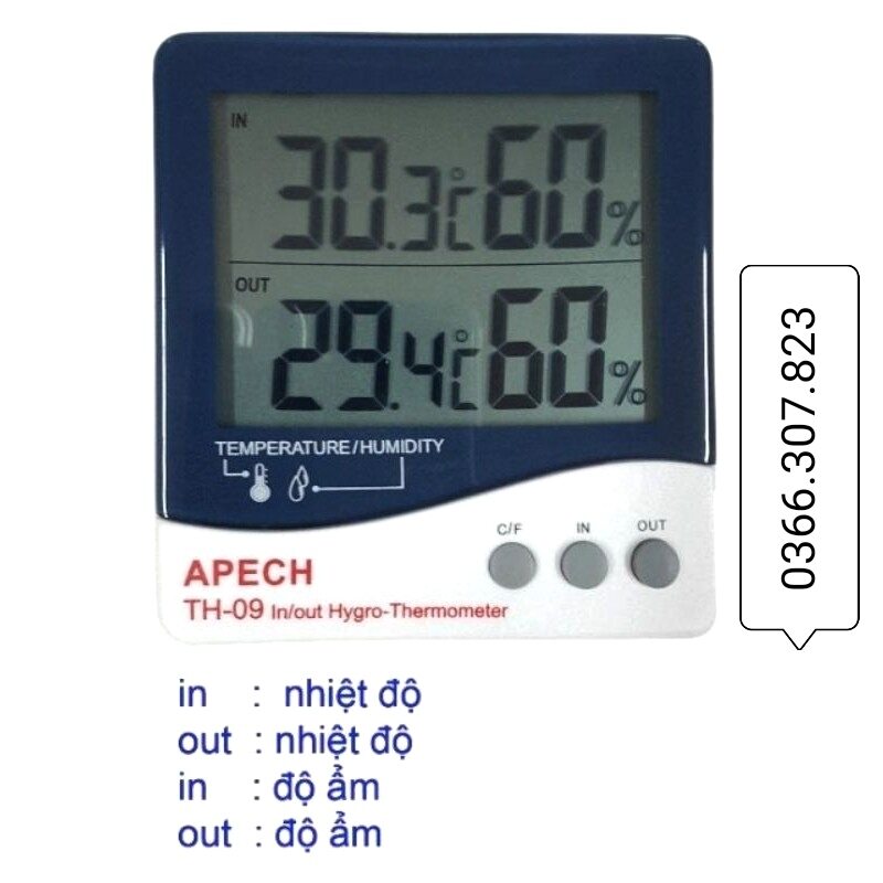 Máy đo nhiệt độ, độ ẩm môi trường APECH TH-09
