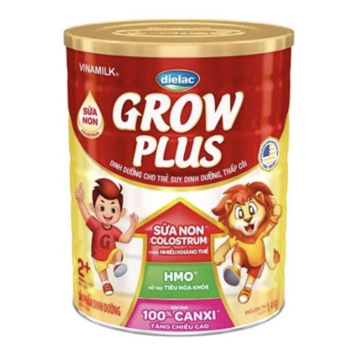 Sữa Non Vinamilk Dielac Grow Plus 2+ HT 1400g (Sữa bột Cho Trẻ Từ 2 - 10 Tuổi)