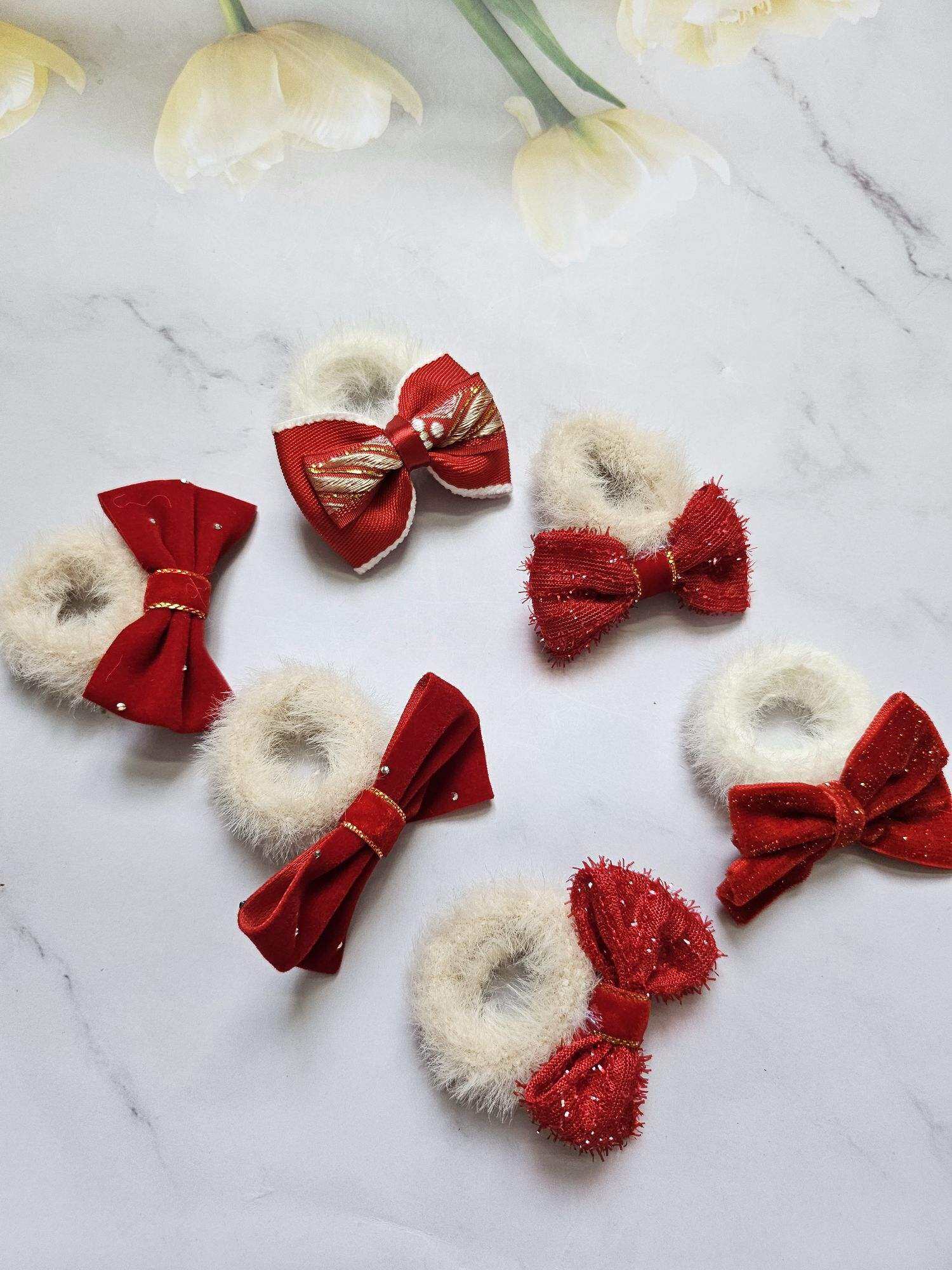 2 cái Cột tóc nơ đỏ buộc tóc nơ đỏ đón tết