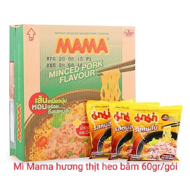 Mì thái lan MaMa vị thịt bằm 60gram/gói (Thùng 30 gói)