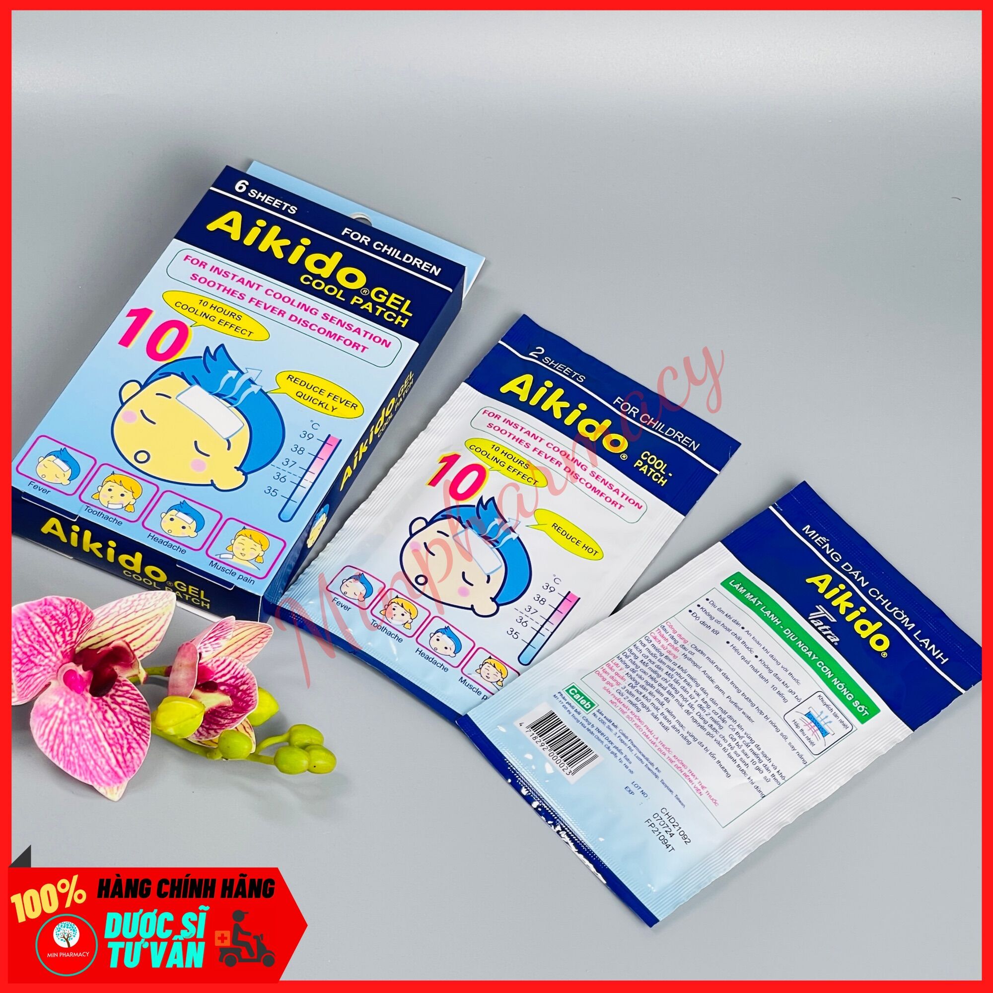 MIẾNG DÁN HẠ SỐT NHANH AIKIDO GEL COOL PATCH (Gói 2 miếng)